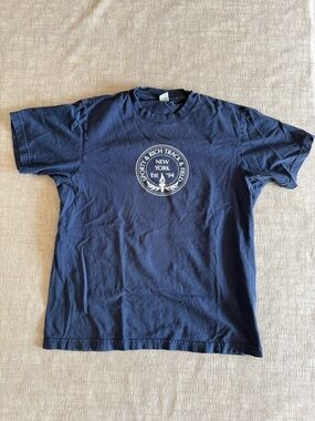 Sporty & Rich Navy Crewneck with White Circular Logo